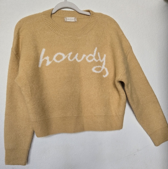 Altar'd State Mustard 'Howdy' Crew Neck Sweater. Size S - Picture 2 of 7